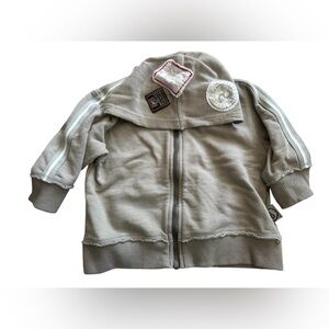 Jean Bourget Toddler Boys Zip Hoodie Patch Details Khaki Gray 18 Months